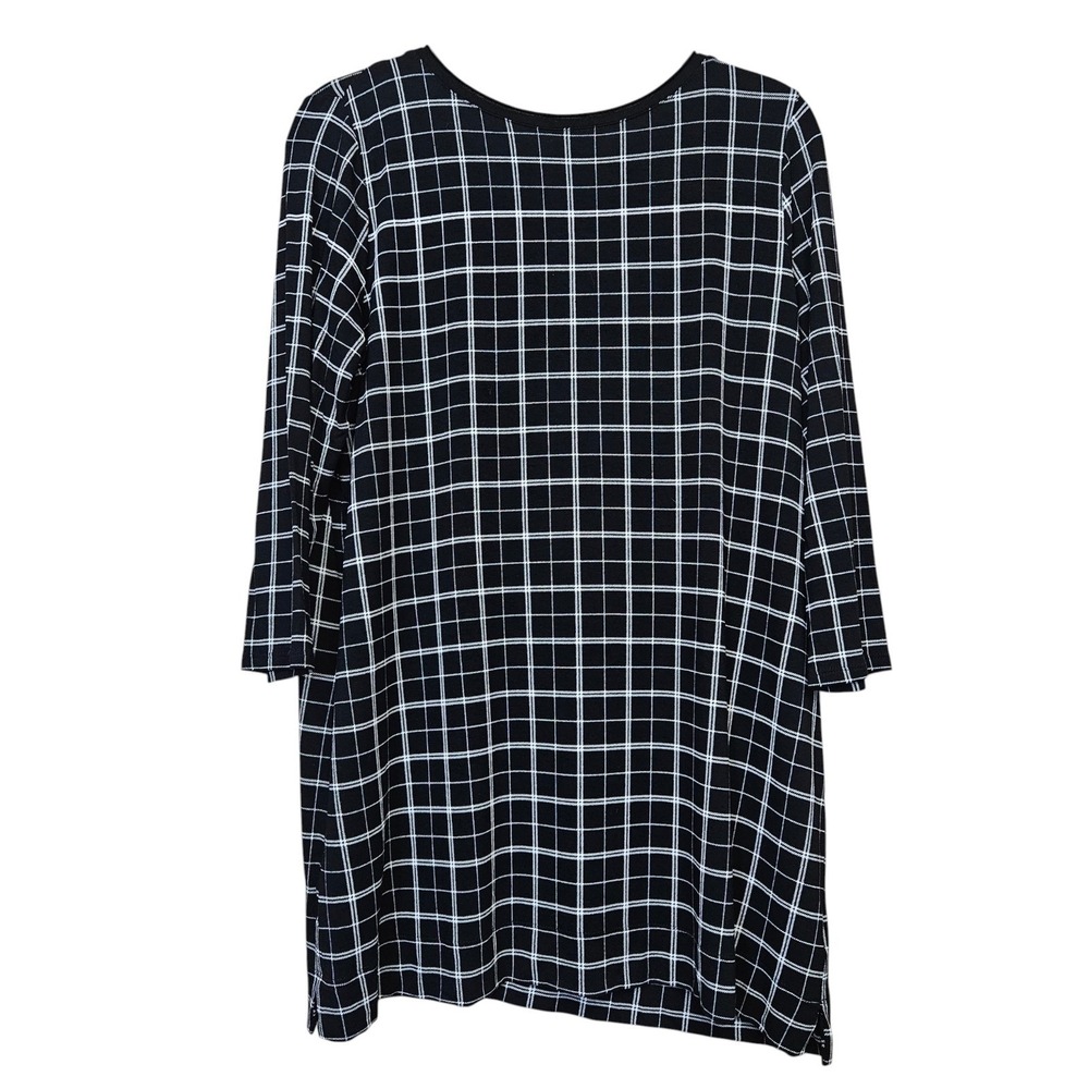 J JIll Top Medium Wearever Collection Black Windowpane Tunic